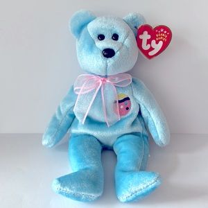 Ty Beanie Baby Eggs II the Baby Blue Beanbag Easter Bear RETIRED Pristine